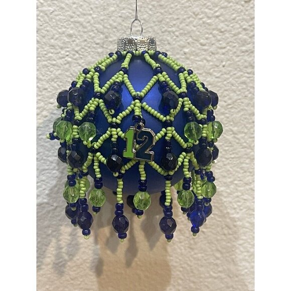 3 Seahawks Christmas Ornaments Bulbs Balls Beaded Net Beads Cover Fan #12 - Picture 11 of 12